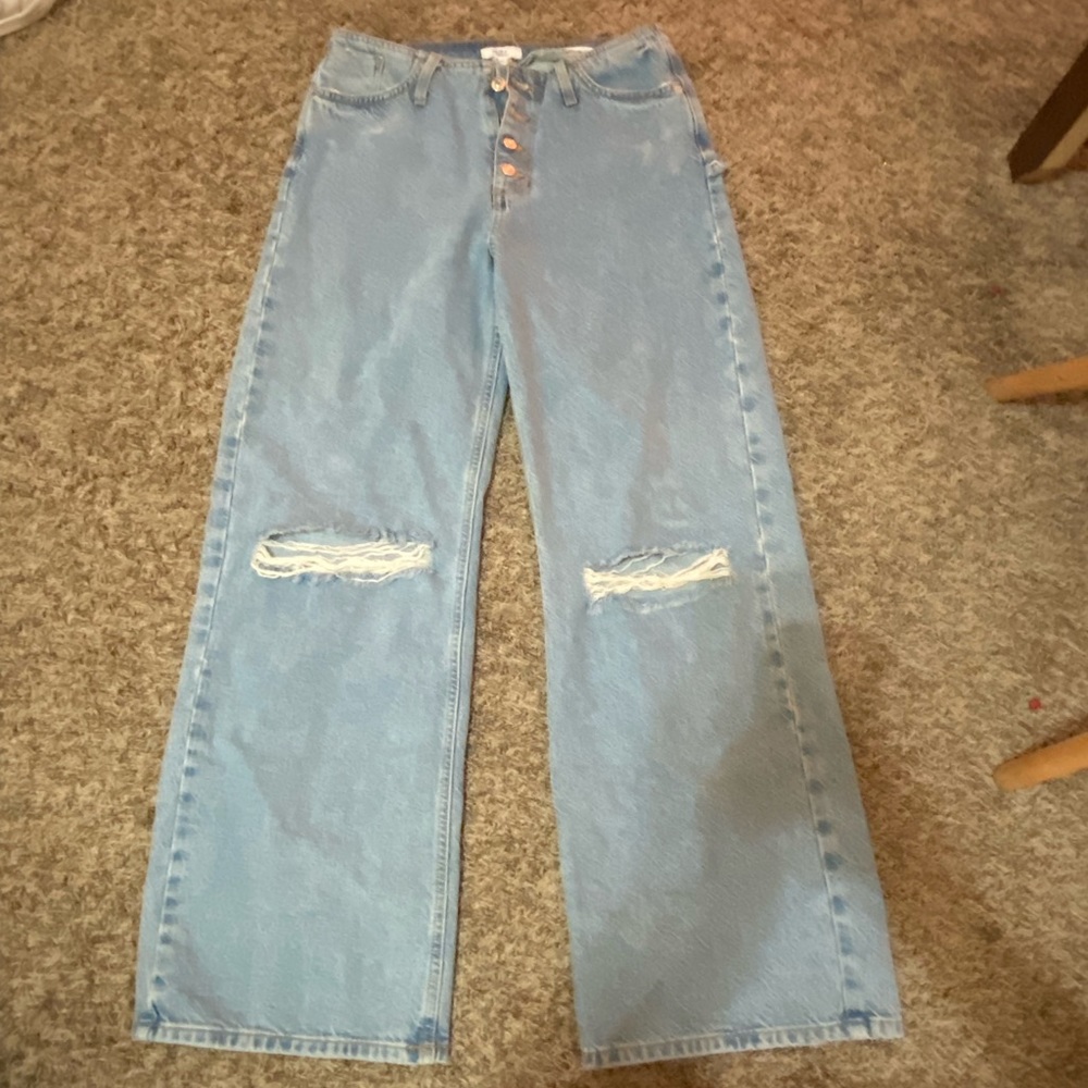 blue straight leg jeans